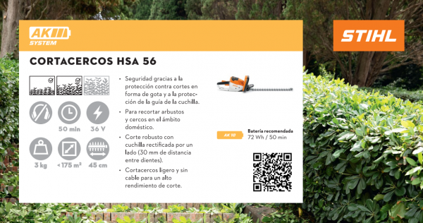 Cortacerco a batería HSA 56 Stihl - STIHL