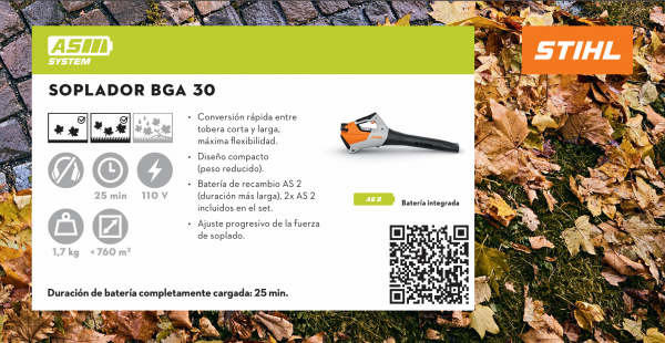 Soplador a batería BGA 30 - Set con 2 baterías y cargador - STIHL