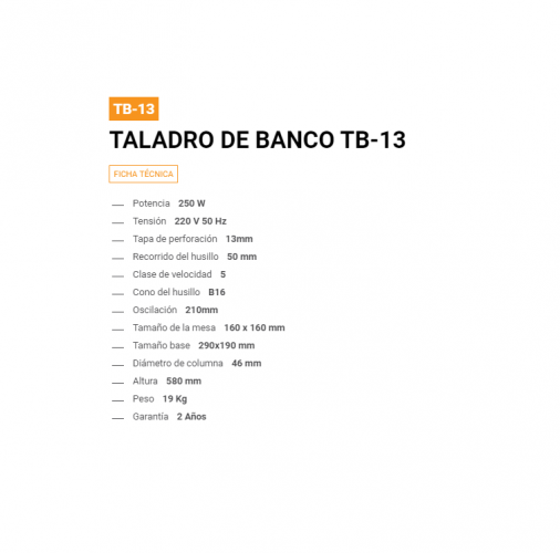 Taladro de banco 13mm TB-13 Lusqtoff - LUSQTOFF