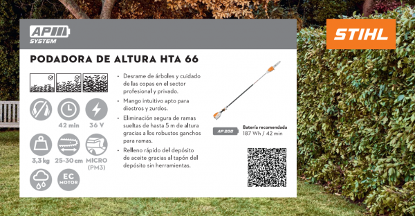 Motopodadora de altura a bateria STIHL HTA 66 - STIHL