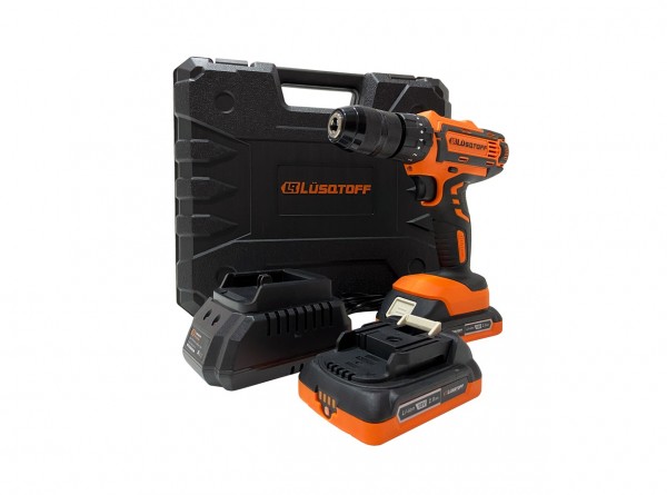 Taladro con percutor 13 mm a batería Lusqtoff - Maletín con baterías y cargador - LUSQTOFF
